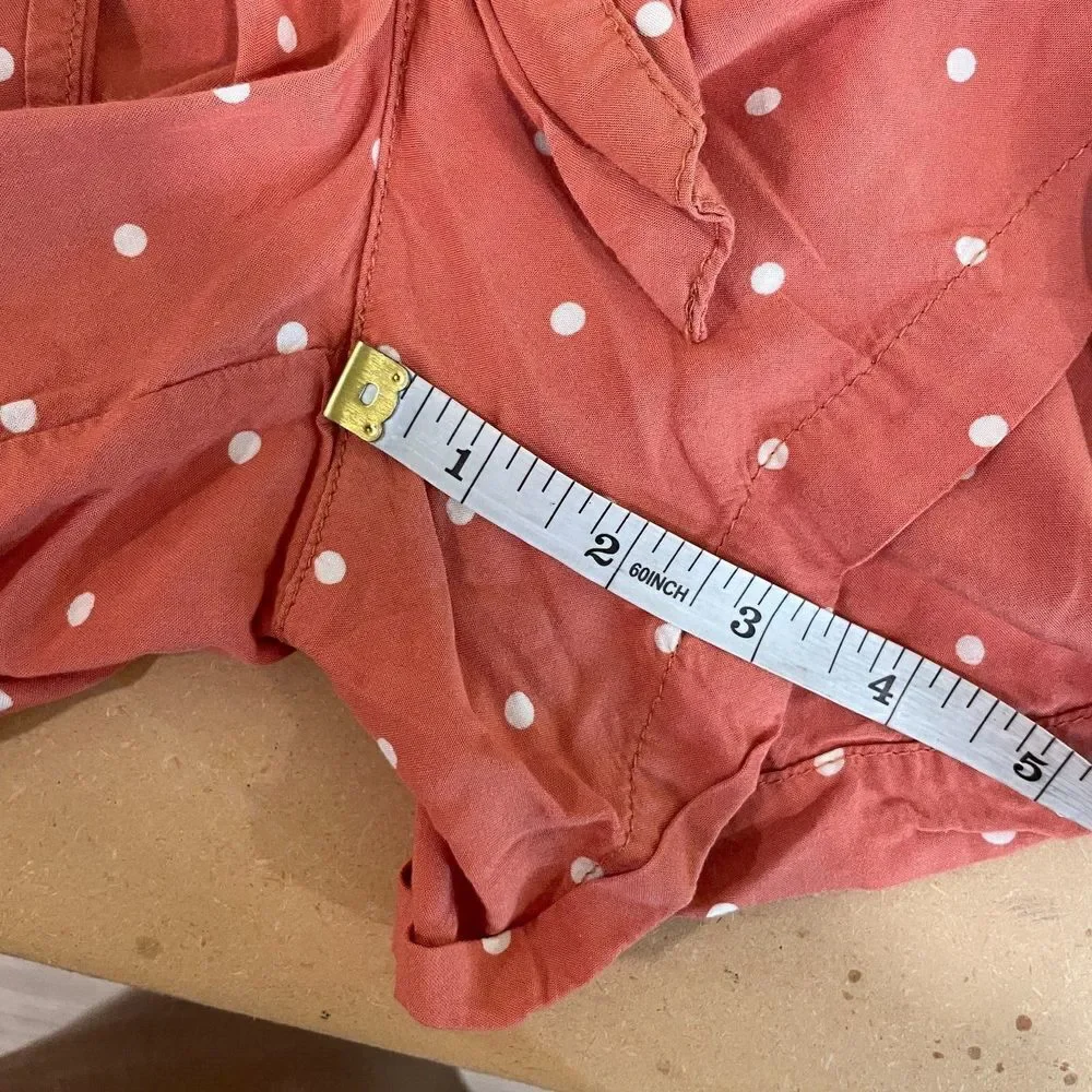 Madewell‎ Drapey Pull-On Shorts in Polka Dot Size Small Pink & White Drawstring
